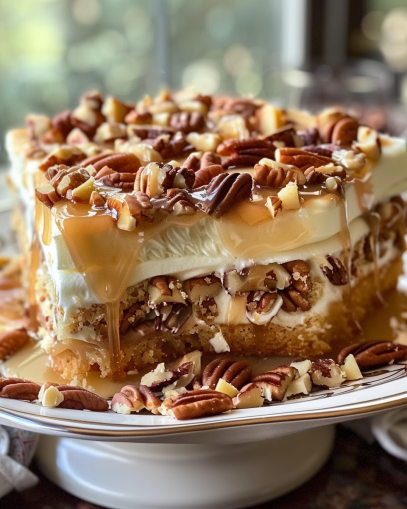 Butter Pecan Praline Poke Cake