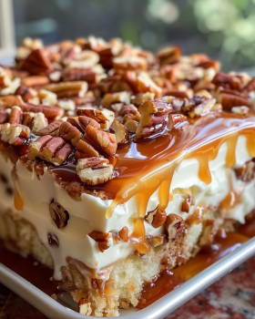 Butter Pecan Praline Poke Cake