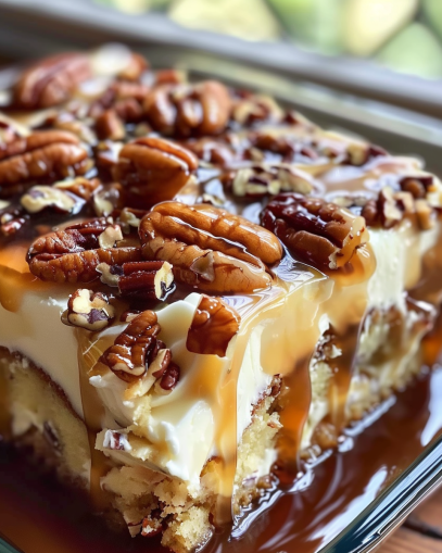 Butter Pecan Praline Poke Cake