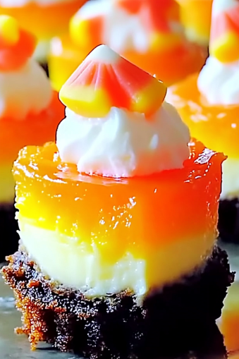 Mini Candy Corn Cheesecakes Fun Halloween Dessert