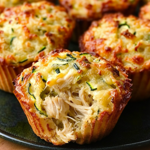 Savory Chicken, Cheese, and Zucchini Breakfast Muffins – Easy