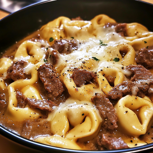 Cheesesteak Tortellini in Rich Provolone 