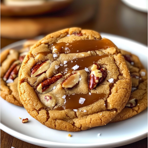 Salted Caramel Pecan Chocolate Chip Cookies – A Sweet & Salty Delight!