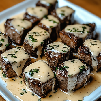 Garlic Herb Steak Bites with Creamy Parmesan Sauce