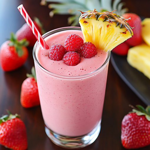 "Strawberry Piña Colada Smoothie"

