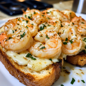 Cheesy garlic bread shrimp grilled cheese