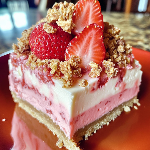 Strawberry Crunch Cheesecake – Creamy & Crunchy Delight Recipe
