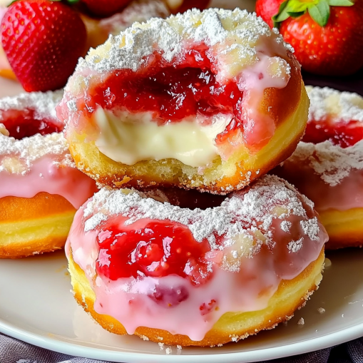 strawberry-cheesecake-stuffed-donuts