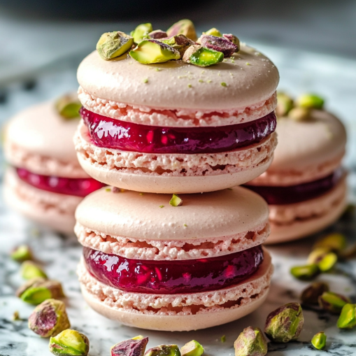 raspberry-pistachio-macarons