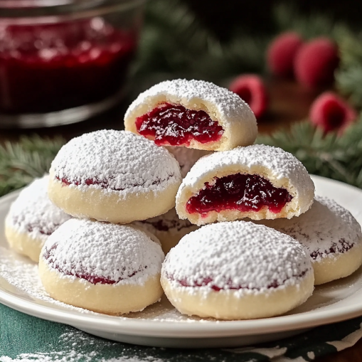 raspberry-filled-almond-snow-cookies-recipe

