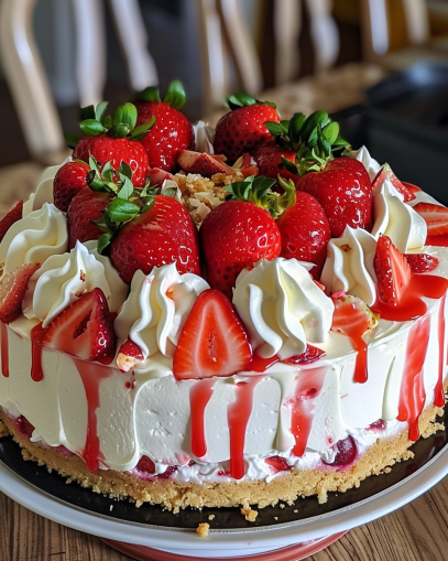 strawberries-and-cream-cheesecake-cake-recipe