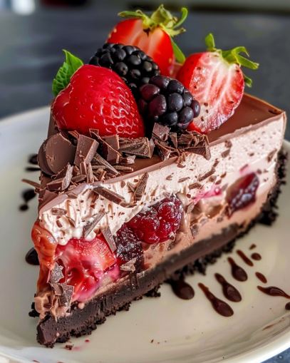 Choco-Berry Dream No-Bake Cheesecake