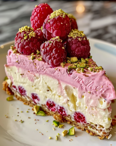 raspberry-cheesecake-with-pistachio-crumb