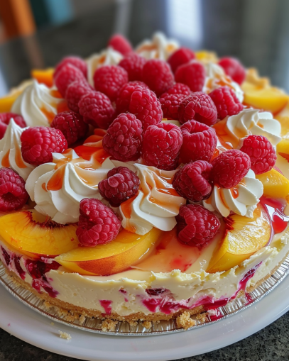 peach-raspberry-delight-cheesecake-pie