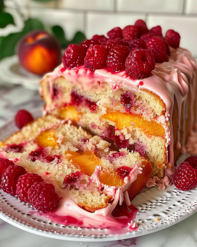 peach-raspberry-cake