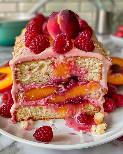 peach-raspberry-cake