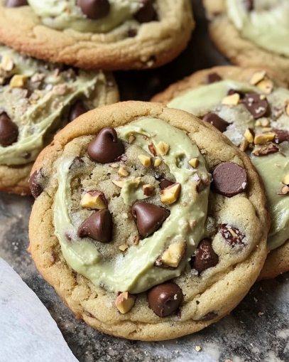 pistachio-chocolate-chip-cookies-stuffed-and-topped-with-pistachio-cream