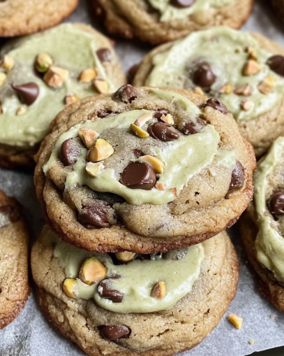 pistachio-chocolate-chip-cookies-stuffed-and-topped-with-pistachio-cream