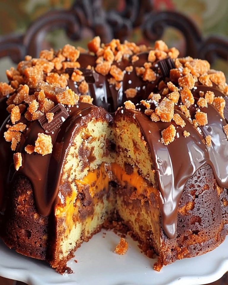 Easy Butterfinger Chocolate Bundt Cake
