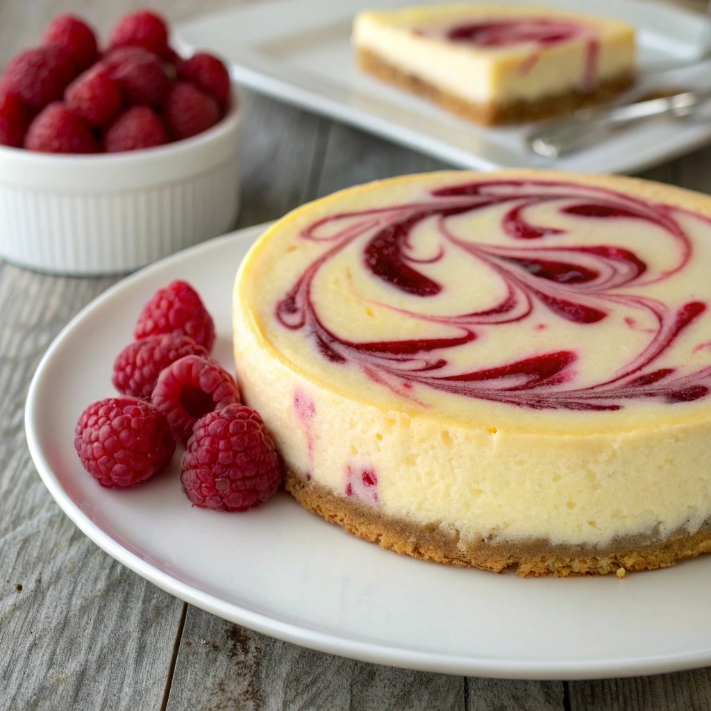 No-Bake Raspberry Lemon Swirl Cheesecake