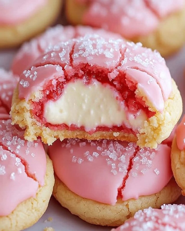 Creamy Strawberry Cheesecake Cookies easy and delicious