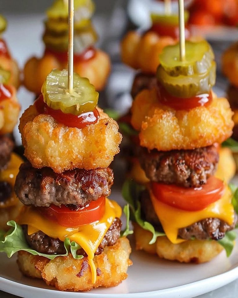 Easy Mini Tater Tot Cheeseburgers Snack