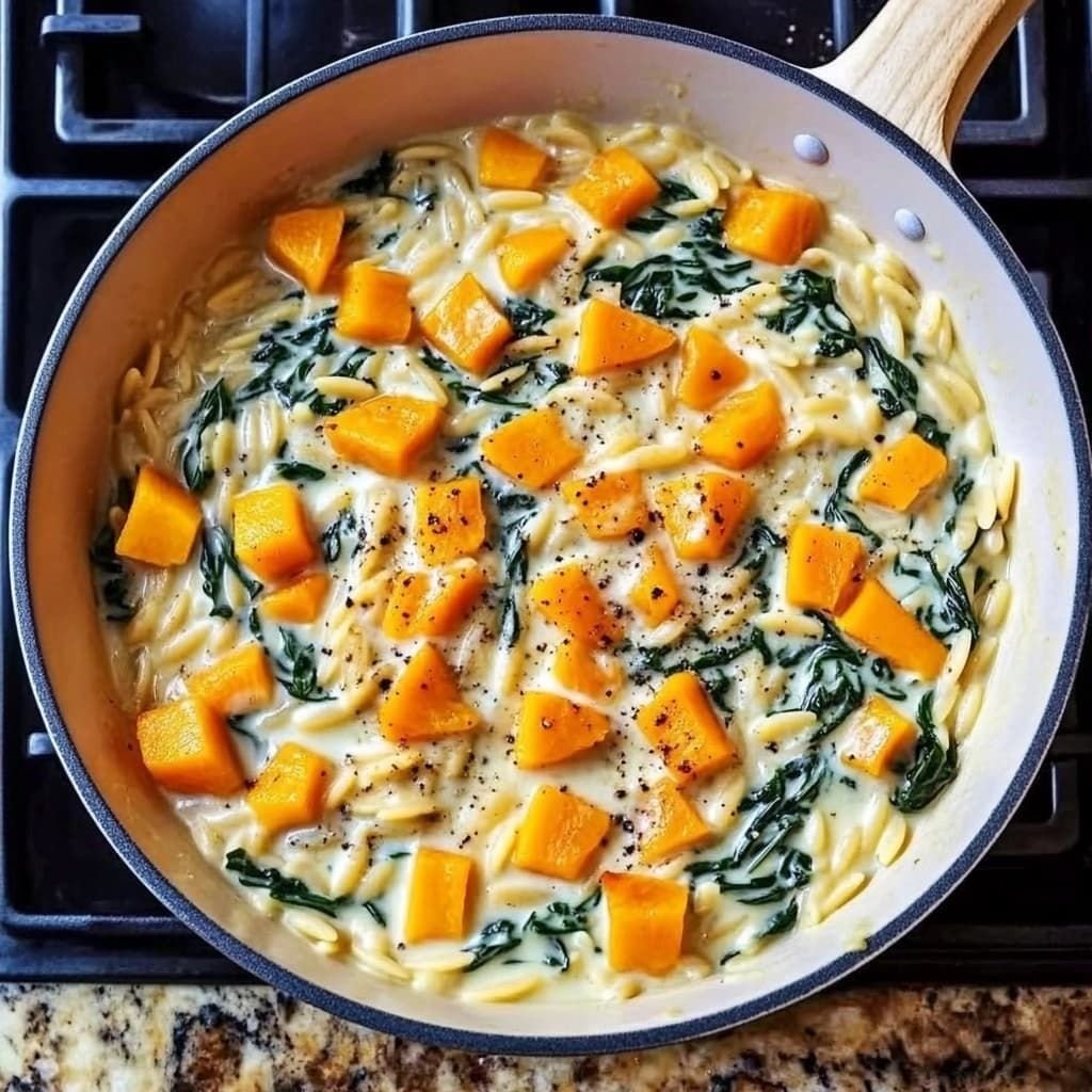 Creamy Orzo with Roasted Butternut Squash and Spinach – A Delicious and Easy Recipe