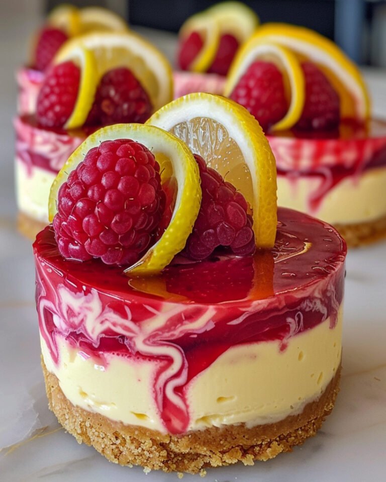 Easy No Bake Raspberry Lemon Swirl Cheesecake